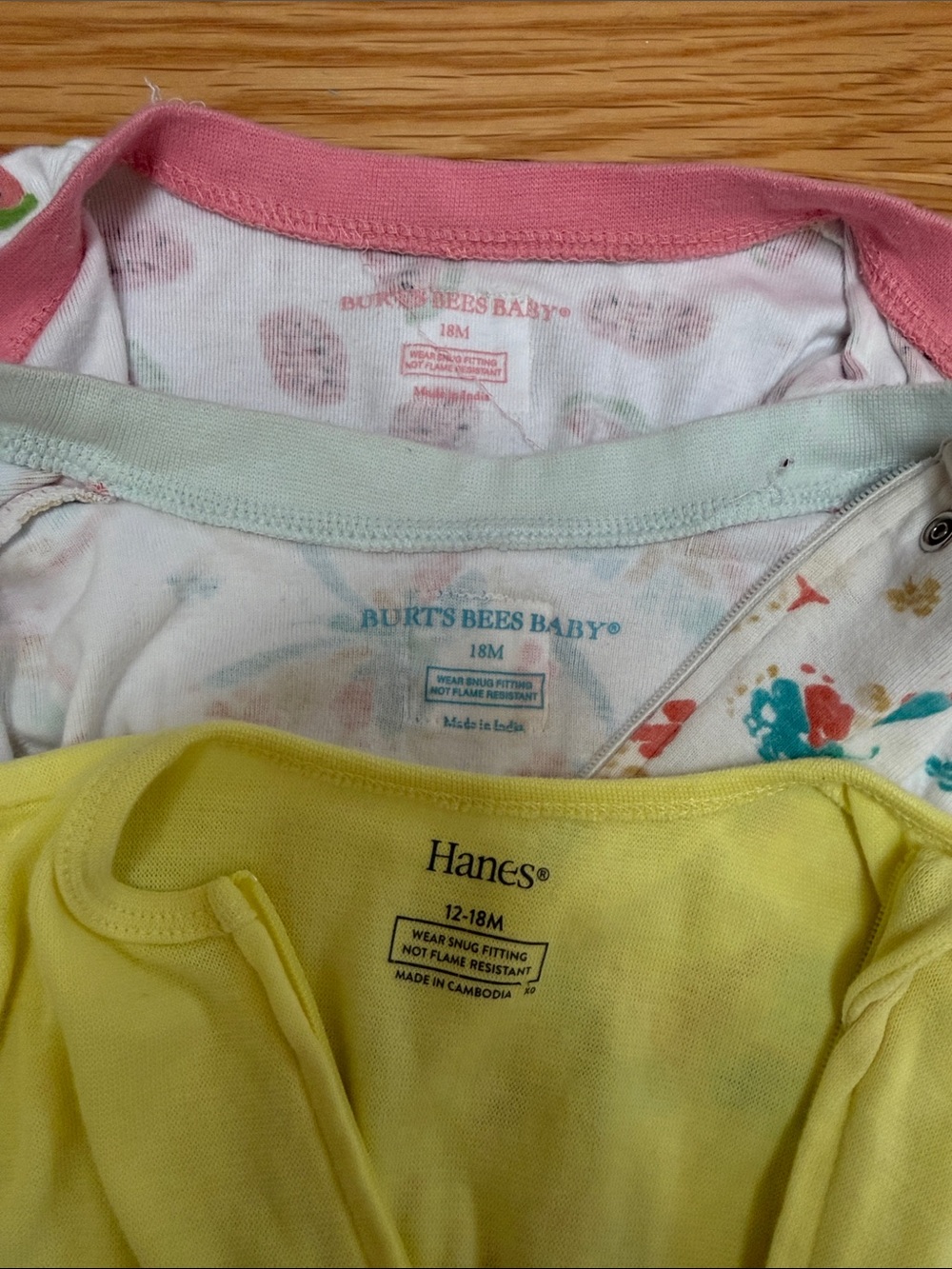 Burt's Bees Baby/Hanes, White Floral, Watermelon, Yellow, One-Piece Pajamas 18M - Picture 2 of 12